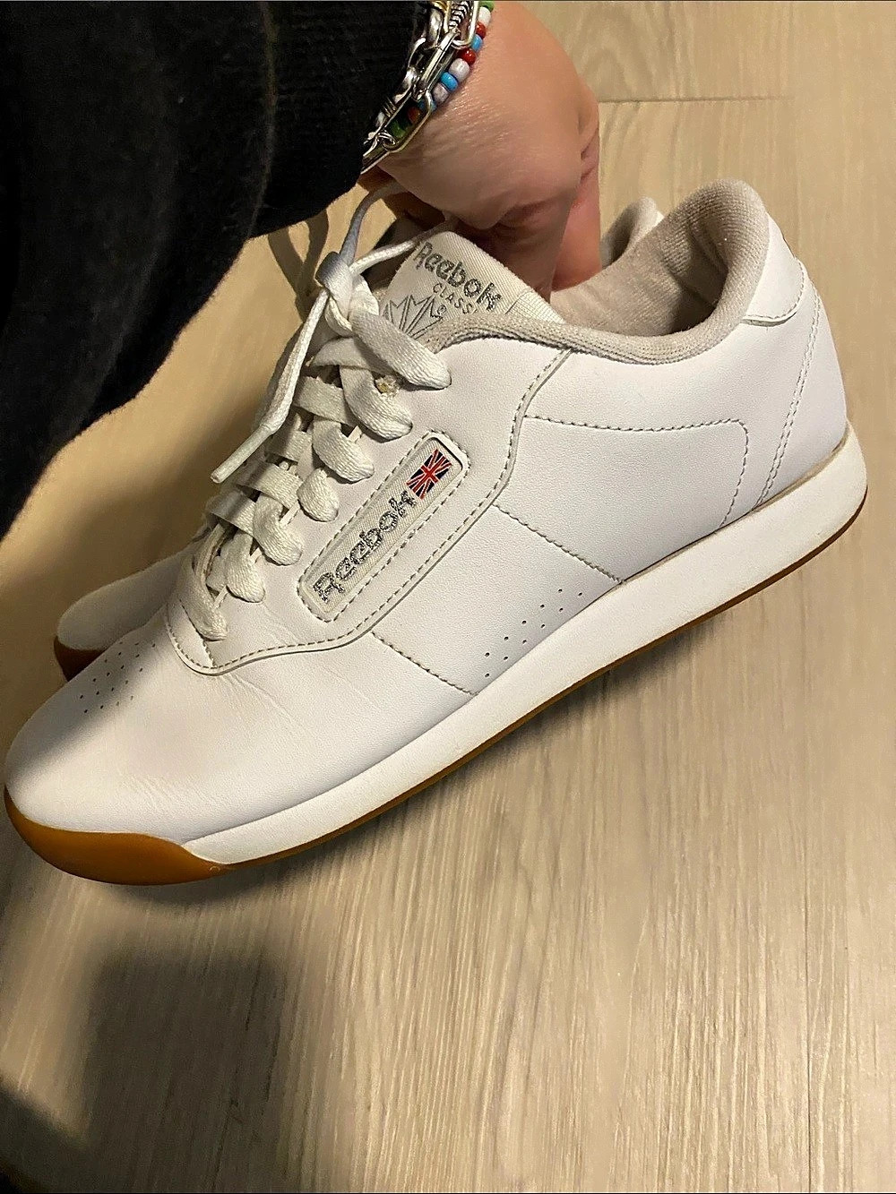Women’s Reebok Workout Plus White & Gum bottom Sneakers - Picture 2 of 3
